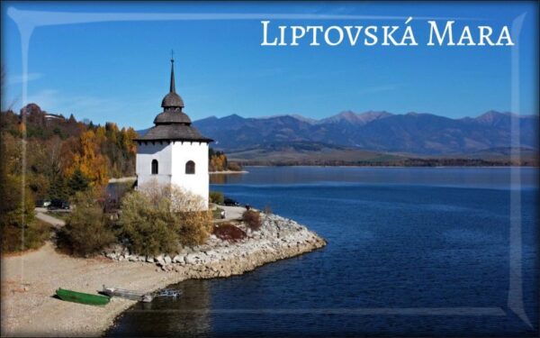 Živicová magnetka - Liptovská Mara - kostol Panny Márie