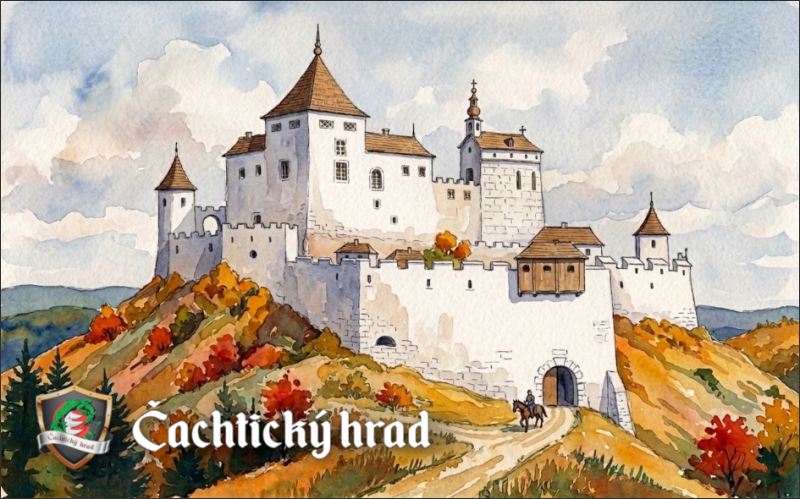 Živicová magnetka - Čachtický hrad - akvarel III. – Obrázok 2