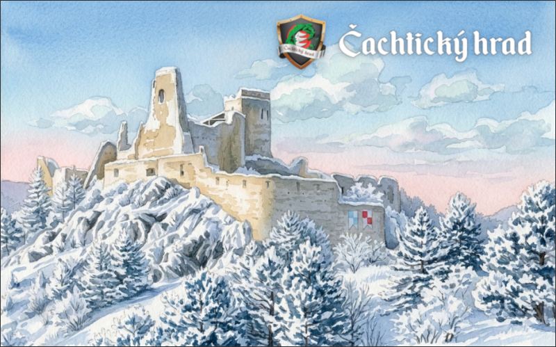 Živicová magnetka - Čachtický hrad - akvarel VI. – Obrázok 2