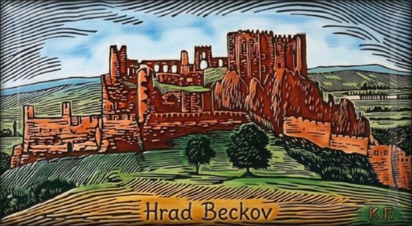 Živicová magnetka - Hrad Beckov – podľa Karla Frecha