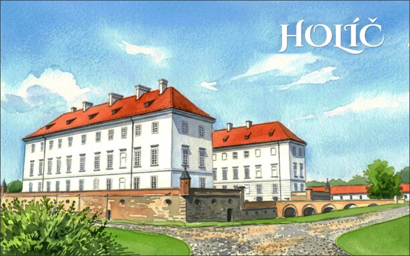 Živicová magnetka - Zámok Holíč - akvarel I. – Obrázok 2